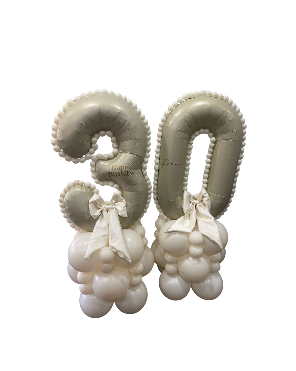Custom Made Giant Number Balloons with Satin Bows | Luxury Birthday Balloon Display Toronto