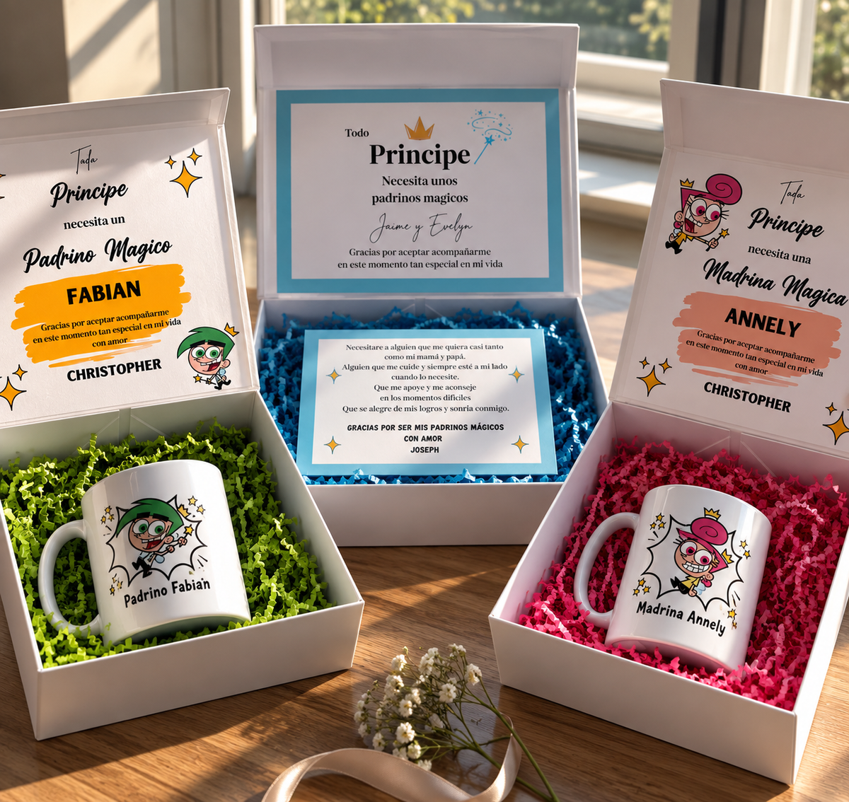 Custom “Padrinos Mágicos” Godparent Proposal Gift Box