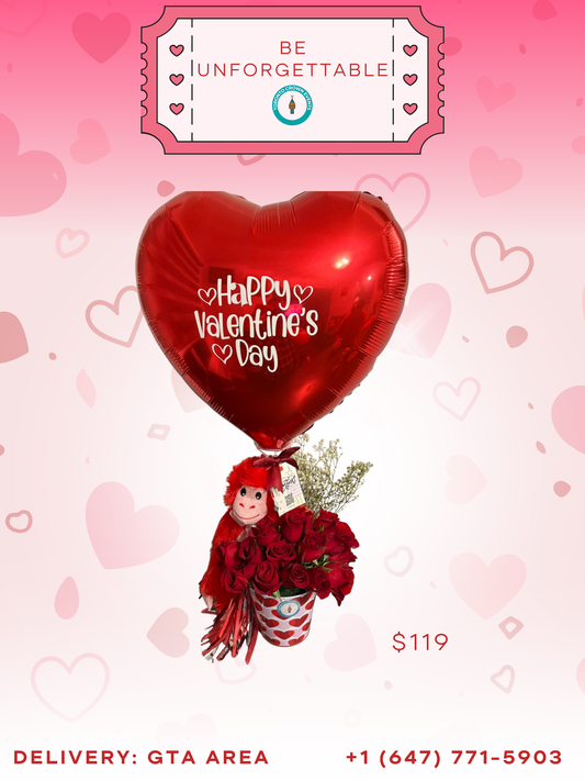 The Sweetest Hug Roses & Plush Bundle