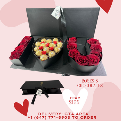 ❤️ "I LOVE YOU" Floral Arrangement – Roses, Chocolates & Romantic Gifts (Toronto Delivery)