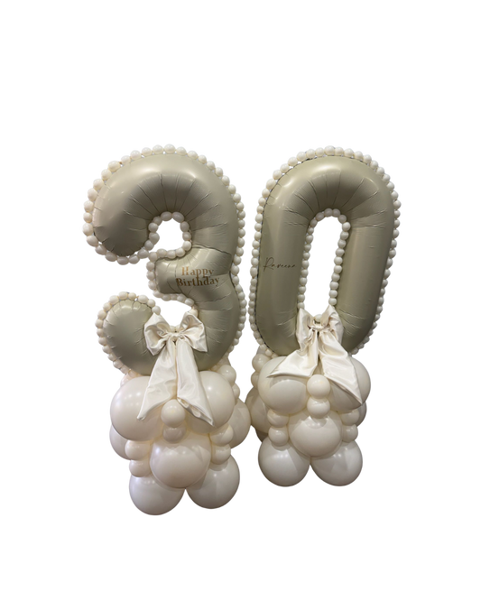 Custom Made Giant Number Balloons with Satin Bows | Luxury Birthday Balloon Display Toronto
