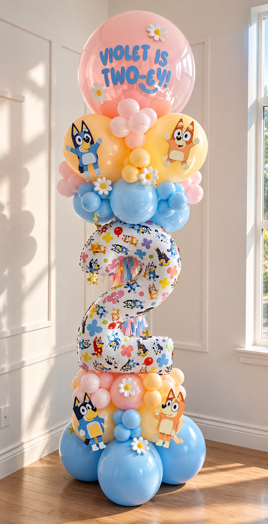 Custom Bluey Number Balloon Tower