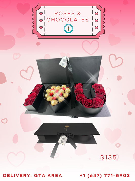 The "I Love You" Signature Rose & Chocolate Box