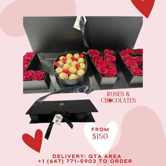 ❤️ "I LOVE YOU" Floral Arrangement – Roses, Chocolates & Romantic Gifts (Toronto Delivery)