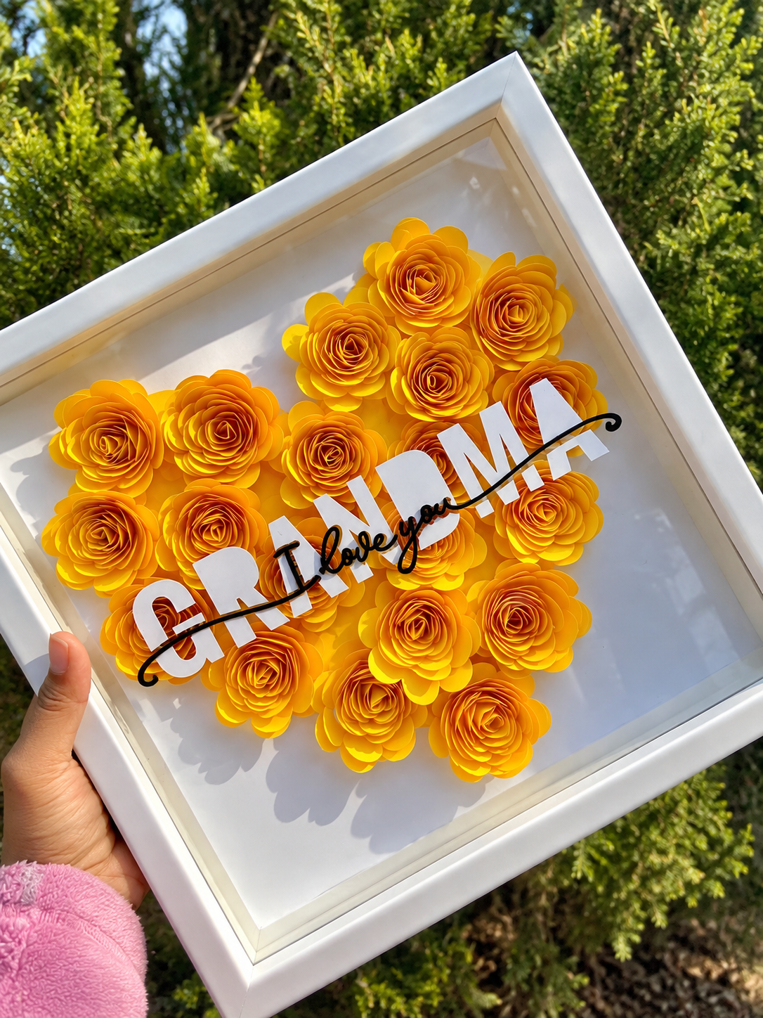 Custom Made  Paper Flower Shadow Box Frame