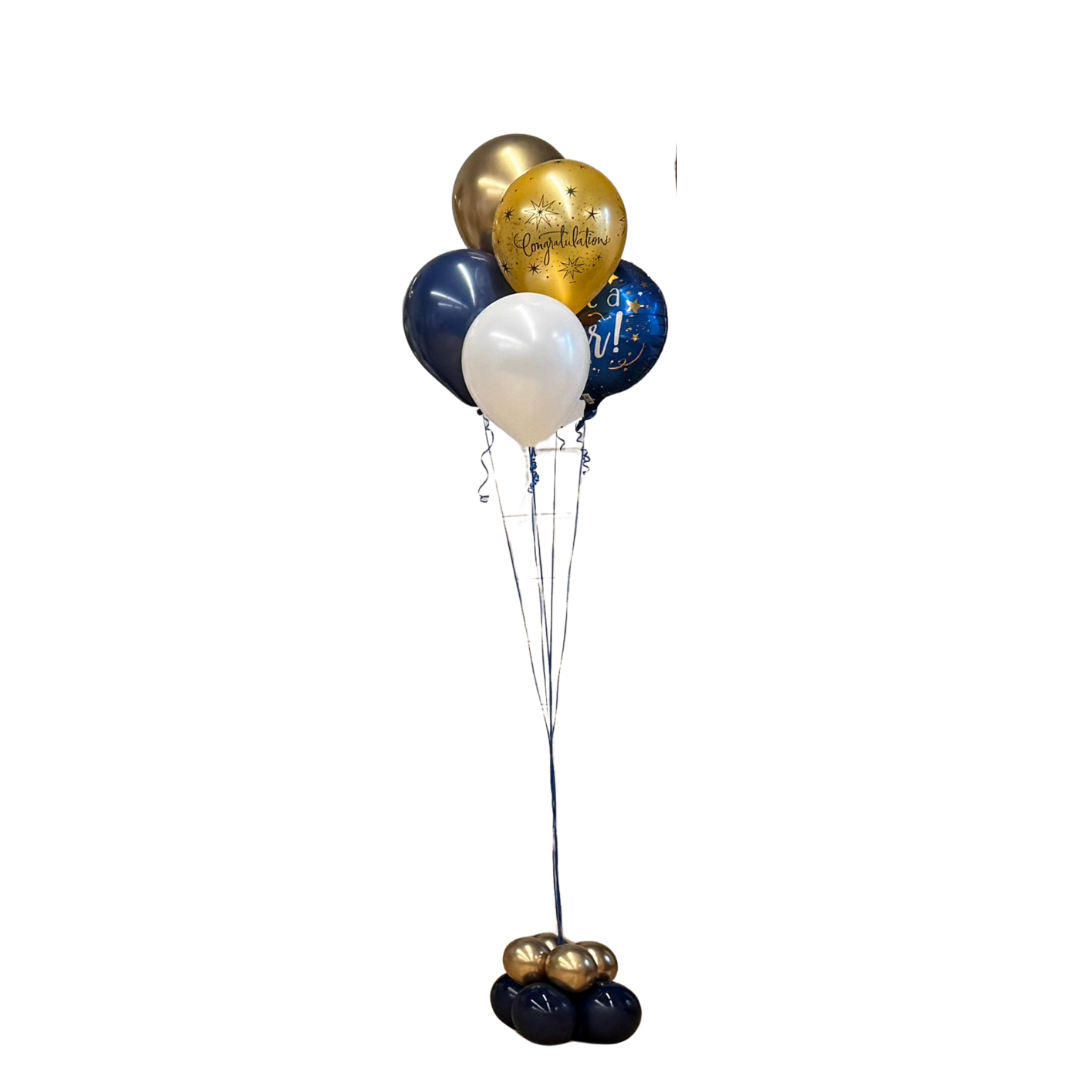 🎓 Black and, Blue and  Gold Graduation Balloon Bouquet – Elegant Party Décor (Toronto Delivery)